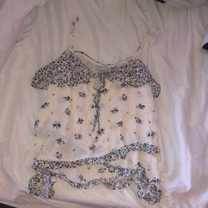 Slightly cropped floral tank top/blouse